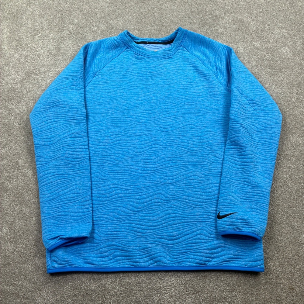 Nike Dri-FIT Golf Pullover Crew Neck Men's Medium FD5835-435 Blue Wave Texture